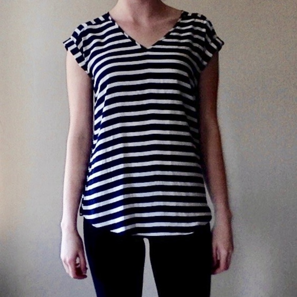 Express Black and White Striped Tshirt Blouse